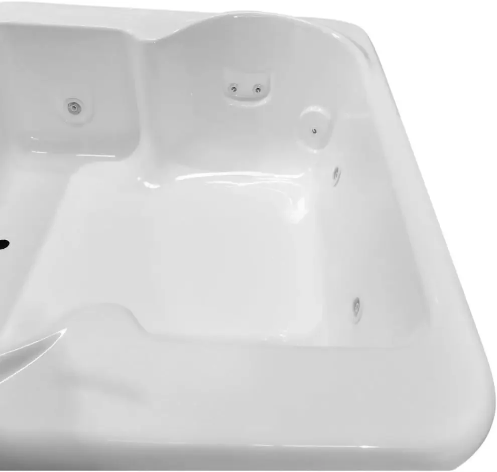 Modern Acrylic Fiberglass Whirlpool Bathtub Water Massage Double Bathtub with Heated White Square Deep Relaxation Soaking 5