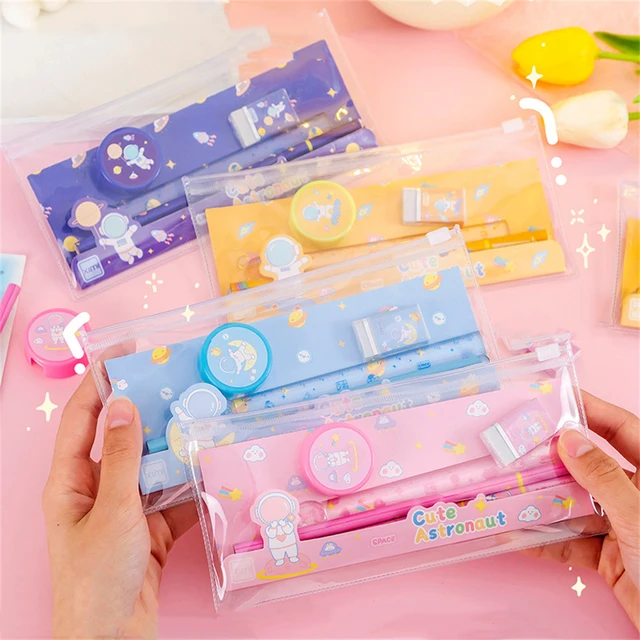 Astronaut Stationery Set 5 in 1 Children's Stationery Small Gift Pencil Eraser Pencil Sharpener Ruler Set Cute Stationery Bag 4