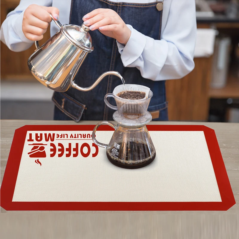 Silicone Coffee Maker Mat Waterproof Oilproof Countertops Pad Dish Drying Mat For Kitchen Counter Bar Coffee Machine Table Mat