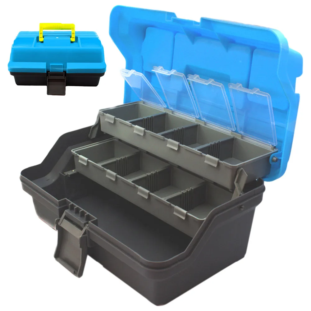 3-Layer Folding Fishing Storage Box Multipurpose Storage Tool Box with Handle Hardware Storage Box for Fishing Tackle Storage