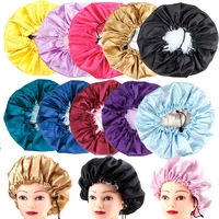 Sleep Satin Hat Curly Reversible Double Layer Layer Satin Night Cap Adjusting Button Silky Bonnet Women Hair Heating Cap Tool 1