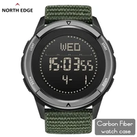 NORTH EDGE Men's Digital Carbon Fiber Watch Shock Militray Sports Super Light Outdoor Fun Compass Waterproof 50m Wristwatches 1
