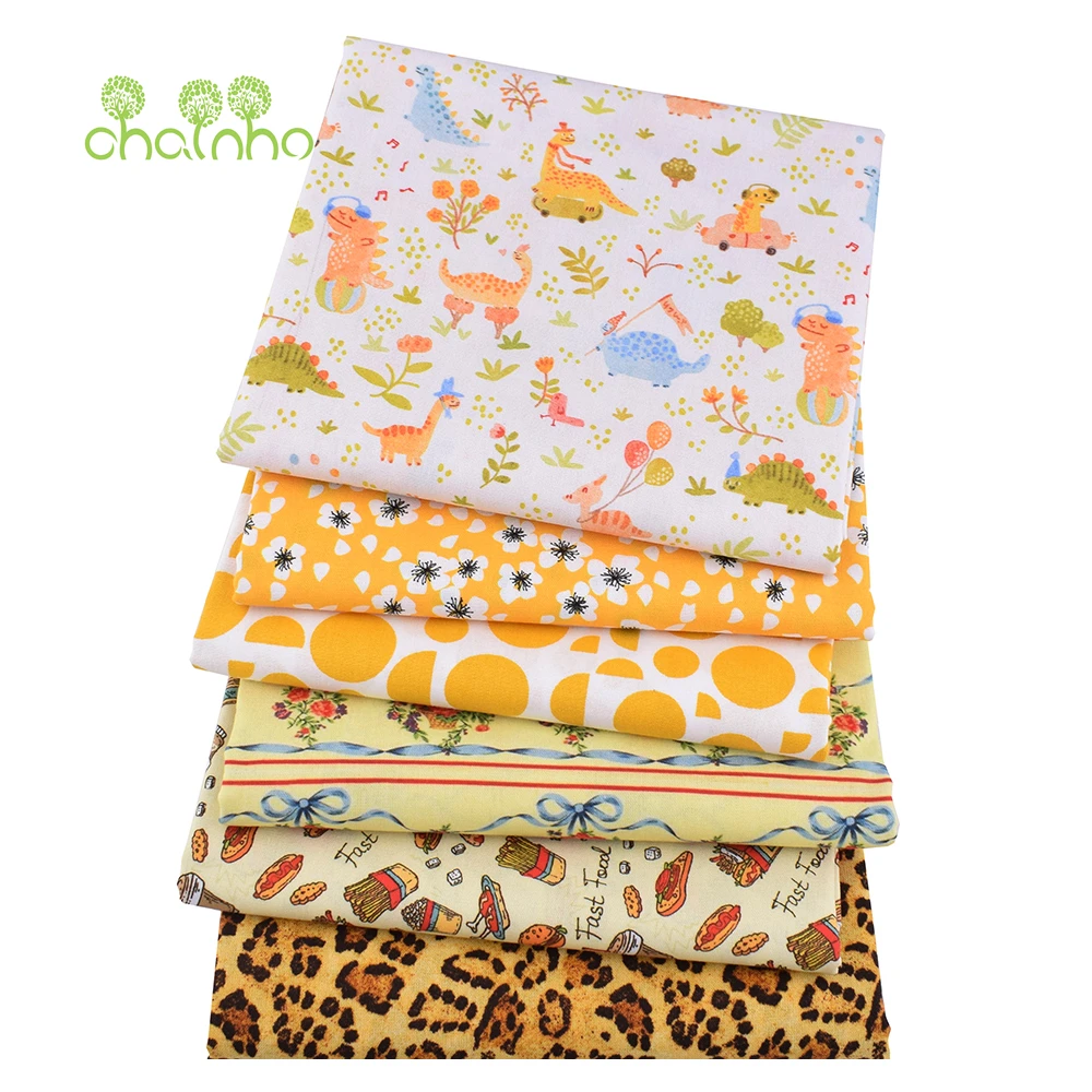 Chainho,Printed Plain Weave Cotton Fabric,Patchwork Cloth,Handmade DIY Quilting Sewing Material,5 Designs Series,20x25cm,15CD96