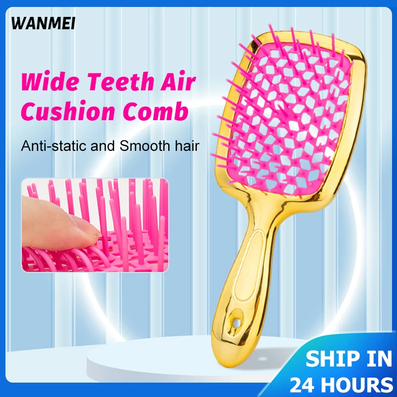 WANWEI Hollow Out Hair Brush Scalp Massage Combs Wet Dry Janeke Comb Hair Styling Detangler Fast Blow Drying Detangling Tool