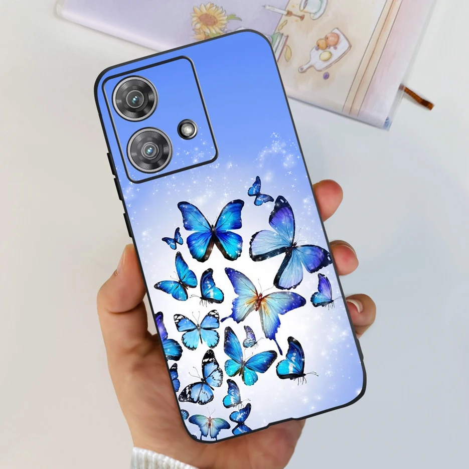 Cute Cat & Butterfly Soft Silicone Phone Case for Motorola Edge 40 Neo - Stylish Protective Back Cover