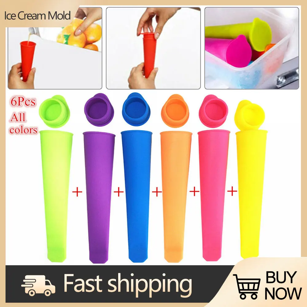 1/6pcs Silicone Ice Cream Mold Diy Popsicle Makers Summer Ice Cream Yogurt Jelly Ice Pop Mold DIY Kitchen Tools Accessories