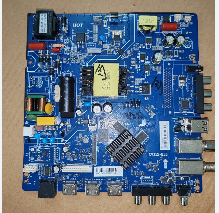 CV352-B55 3 in 1 WiFi 네트워크 TV 마더보드, 실제 사진, 60-180V 600ma 1g+8G 테스트됨