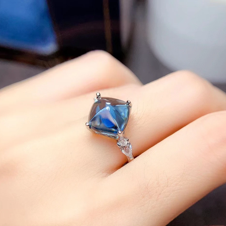 4Ct 10Mm * 10Mm Cabochon Topaz Ring Sugarcpagnotta Topaz Anello In Argento 925 Gioielli In Argento Con Pietre Preziose Regalo Di Compleanno Per Donna