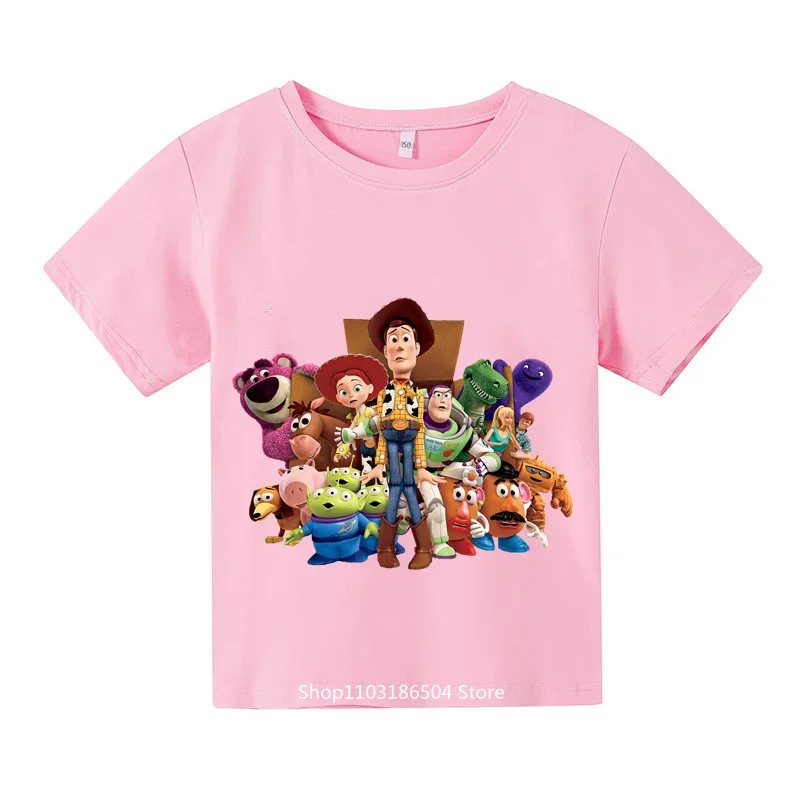 2024 Kids Wear Cute Toy Story Kids Wear Boys Girls Student Sweatshirts Short sleeved Summer outdoors ages 4-14 3