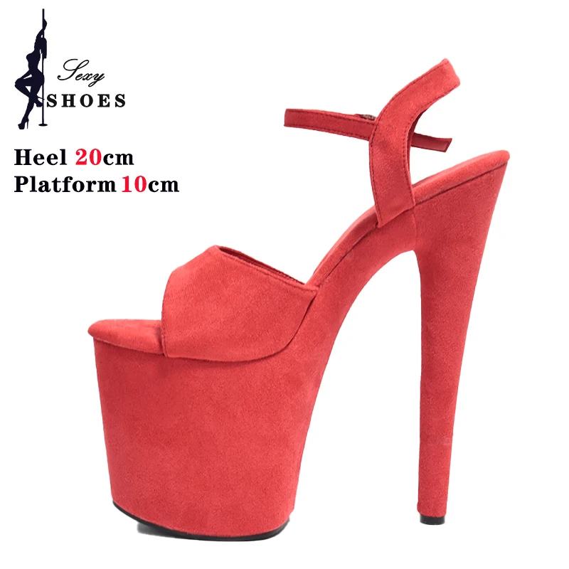 2026 Summer Sexy Platform Sandals Women 8Inches/20cm Suede Sandals Peep Toe Pole Dance Shoes Stripper Heels Nightclub  Stiletto