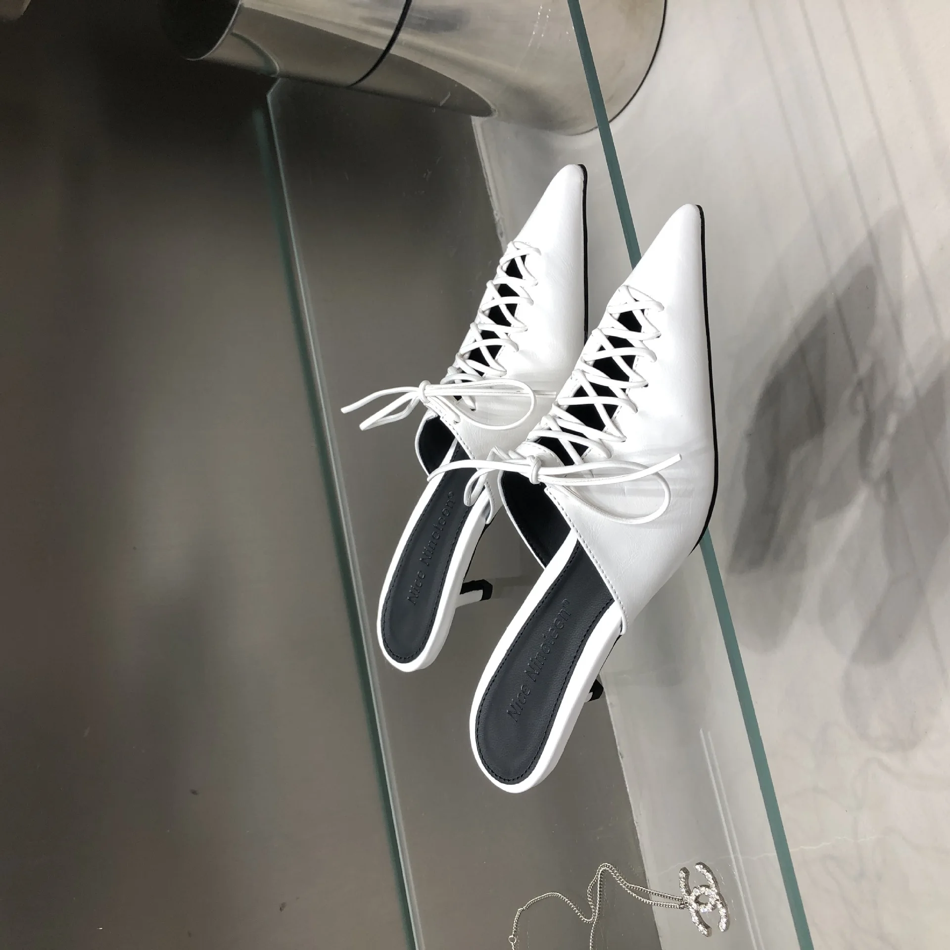 High Heel Slippers, European and American Fashion Style, Tied Wrap, Pointed Head, Thin Heels, Versatile Style, Versatile