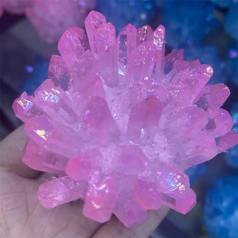 Langka красивая розовая роза Aura Flame кварцевая Хрустальная кластерная посуда