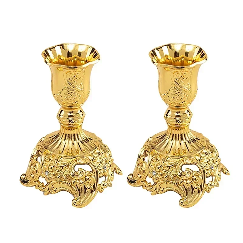 2-Piece Retro Gold & Silver Candlestick Holders 5