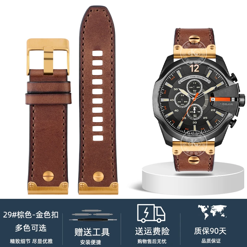 Quality Genuine Retro Leather Watchband for Men – Vintage Italian Leather Strap 22mm, 24mm, 26mm