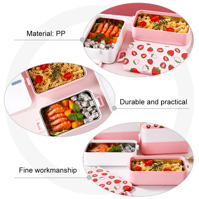 Boîte à lunch Bento à motif Harvey, repas portable, plusieurs boîtes à lunch à 2 niveaux pour pique-nique 2