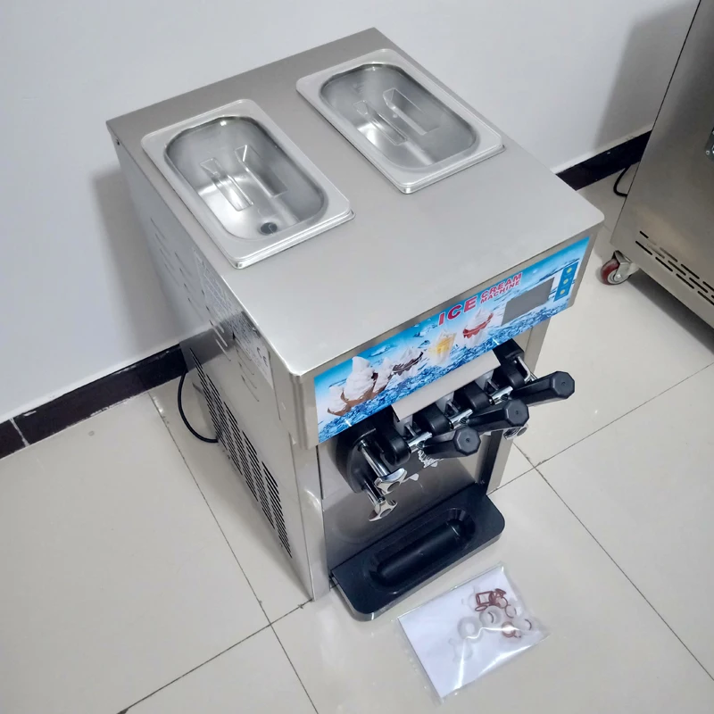 Electric ice cream machine with three flavors soft ice cream machine professional commercial desktop sundae ice cream roll 220V 4