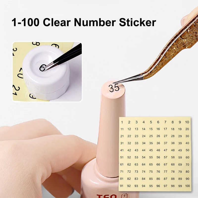 Waterproof 1-100 Clear Number Label Stickers For DIY Craft Self Adhesive Nail Polish Lipstick Color Number Tags Sticker