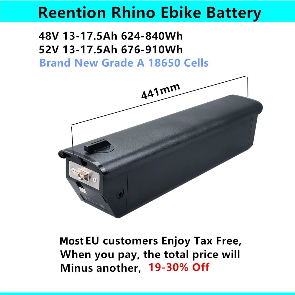 Reention Rhino Ebike Battery 48V 13Ah 16Ah 17.5Ah 52V 17.5Ah for Escape Pro Rize City Leisure