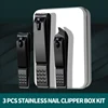 3 Pcs Box Black Stainless Nail Clippers Kit for Ingrown Hard Nail Trimmer Nail Art Design Neccesaries Tool for Beauty Salon 1