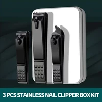 3 Pcs Box Black Stainless Nail Clippers Kit for Ingrown Hard Nail Trimmer Nail Art Design Neccesaries Tool for Beauty Salon 1