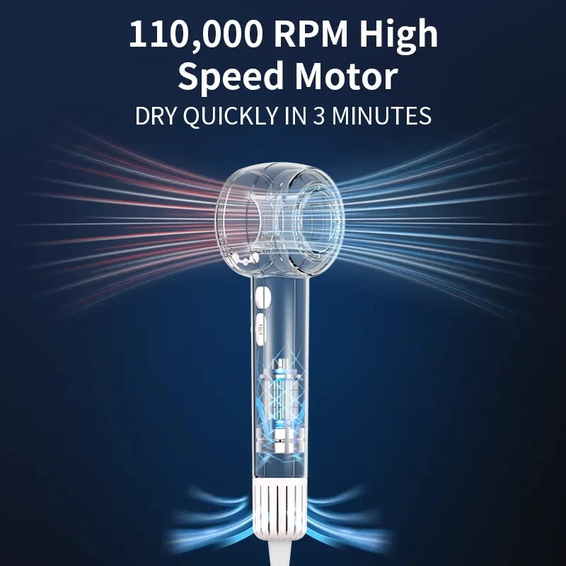 Professional leafless hair dryer negative ion hair care Quick Dry Home powerful hair dryers constant 200 million negative ion 3