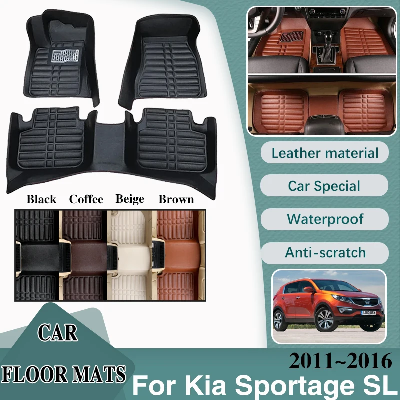 

Car Mats Leather For Kia Sportage SL 2011~2016 MK3 LHD Floor Mats Interior Spare Replacement Part Pad Car Accessories 2012 2013