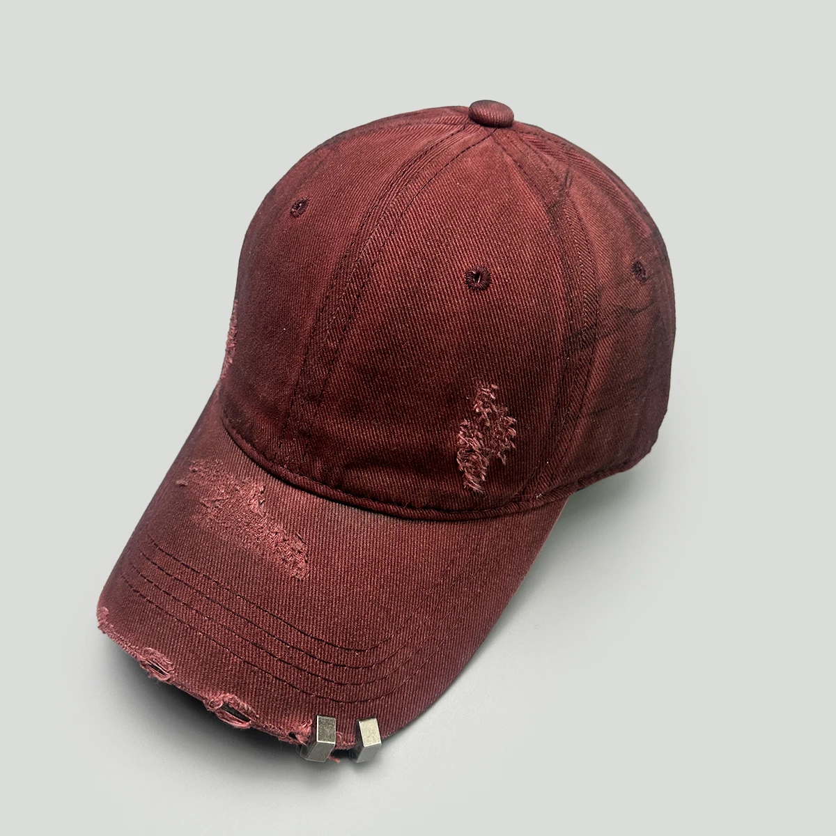 Neue Distressed Baseball Caps für Herren und Damen – Vielseitige Outdoor-Schirmmützen im Used-Look mit Nieten – Detail 7
