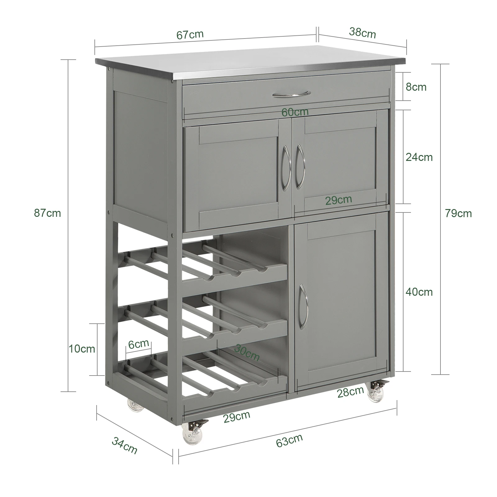 SoBuy FKW45 serving trolley Bottle Rays Kitchen Trolley Kitchen Island Freestanding kitchen living room Dining Room