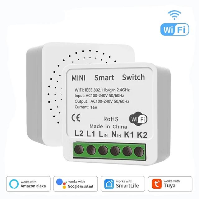 16A Tuya สมาร์ท WiFi สวิทช์ APP สวิทช์ควบคุม Mini Breaker Smart Life Control สนับสนุน Alexa Home Yandex Alice 1