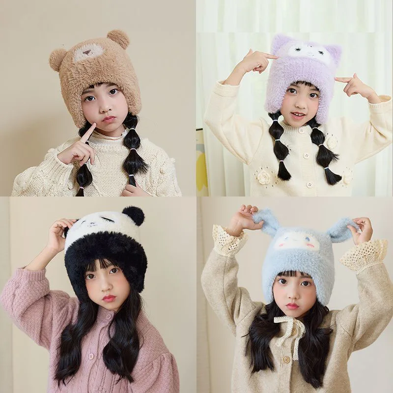 

Autumn Winter Cinnamoroll Kuromi Sanrio Kawaii Anime Children Warm Hats My Melody Cartoon Cute Plush Ear Protection Cap Kids Toy