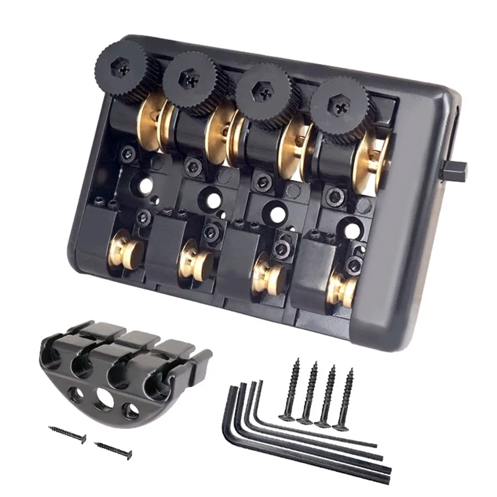

Upgrade Your Travel Bass Guitar with this Premium 4 String Headless Brass Roller Saddle Bridge Improved Sound and Stability