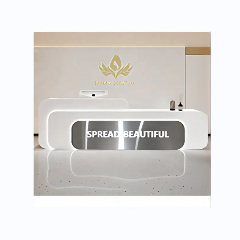Modern Simple Company Reception Desk for Office Building Hotel Beauty Salon Milk Tea Shop Barber Shop Cashier Counter Made Wood