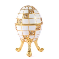 QIFU White Blue Lattice Faberge Egg Style Home Decor 2