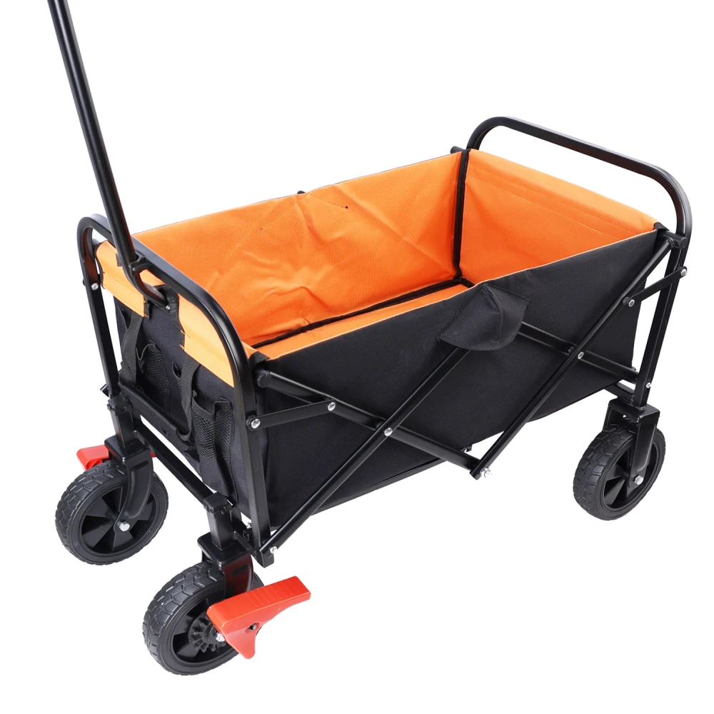 Mini Folding Wagon Garden Shopping Beach Cart, Wagon Gardon Cars with Two Brakes for Beaches, Gardens, Parks, Camping