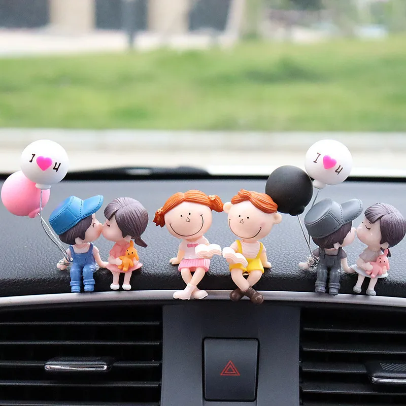 Car Decoration Cute Cartoon Couples Action Figure Figurines Balloon Ornament  Auto Interior Dashboard Accessories for Girls Gifts - AliExpress