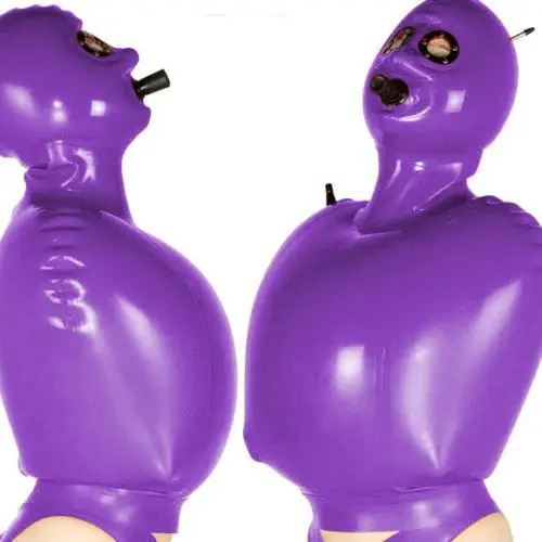 

100% Latex Rubber Catsuit Bodysuit Full-body Inflatable Purple Suit XS~XXL