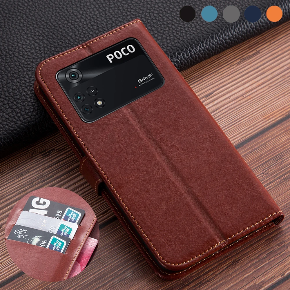 Luxury Flip Book Leather Case On Xiaomi Poco M4 Pro 4G Cover POCO M4