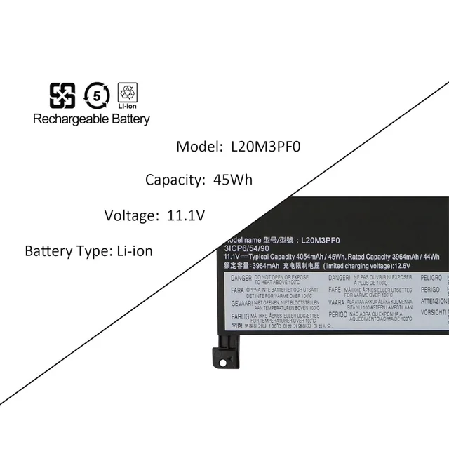 thumbnail image 2 of 38Wh Battery For Lenovo IdeaPad 3/V14/V15/V17 - Replacement L20M2PF0 L20C2PF0 2 of 13