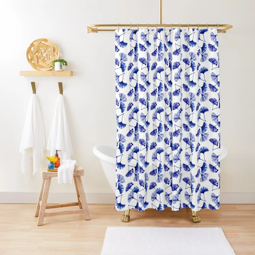 

Blue and white gingko leaves Shower Curtain Modern Accessory Bathrooms Shower Set Curtain