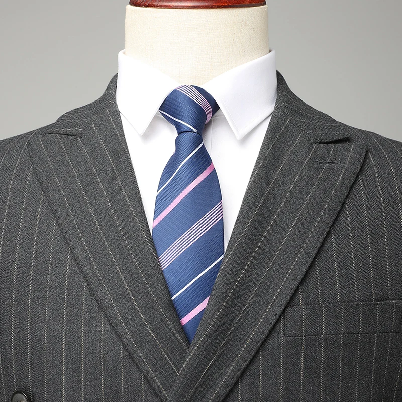 Men's Double-Breasted Striped Suit And Trousers Two-Piece Set Fashionable Handsome Business Casual Boutique M-6XL formal suit business men clothing