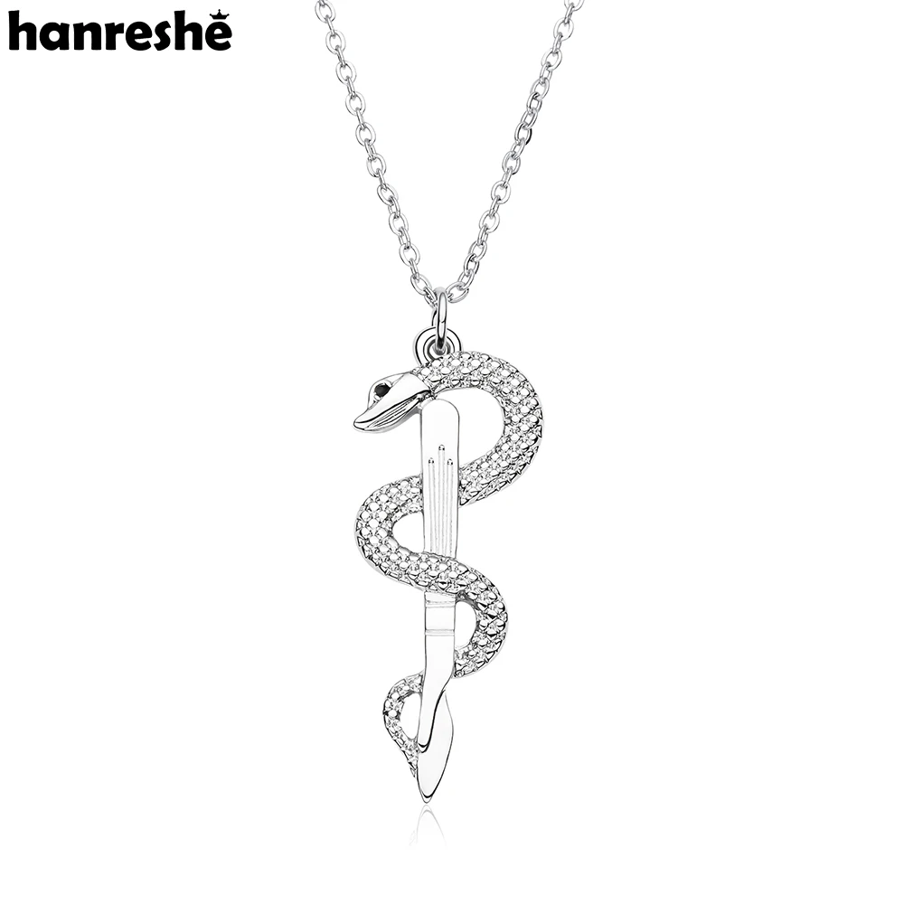 HanresheSilverPlatedSnakeScalpelPendantNecklaceMedicalSurgeon