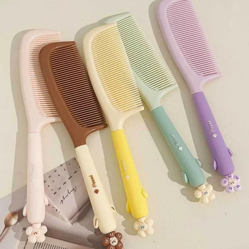 1 Pc Cute Hair Brush for Kids Girl Fashion Floral Silicone Handle Straight Hair Comb