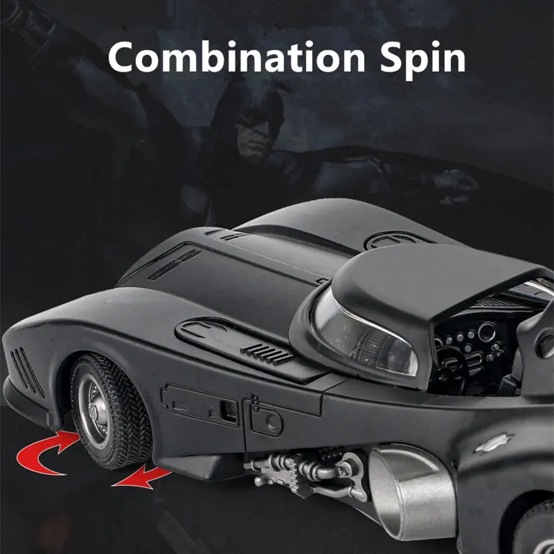 1/24 Classic Movie Car Alloy Batmobile Bat Sports Car Model Diecast Metal Toy Racing Car Model Sound Light Simulation Kids Gifts images - 6