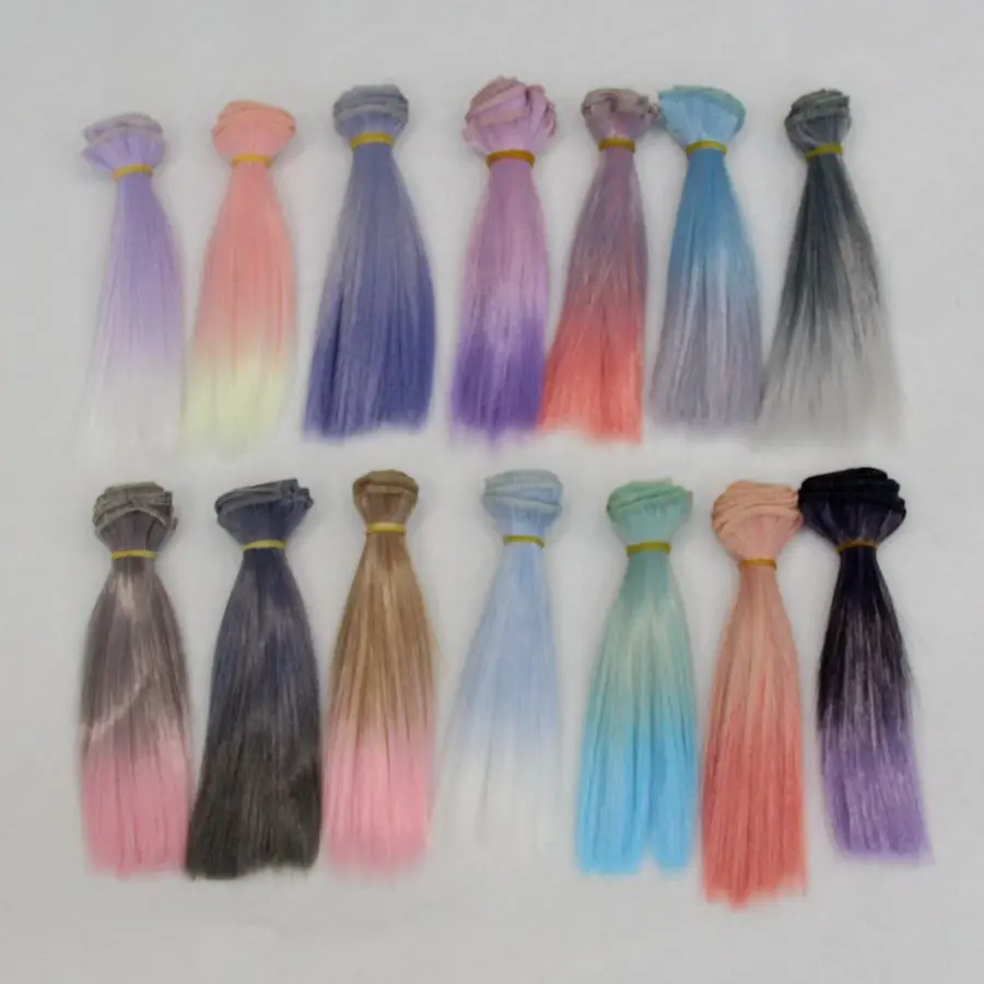 1pcs 15*100cm Doll Accessories Straight Synthetic Fiber Wig Hair For Doll Wigs High-temperature Wire for BJD SD Russian Doll