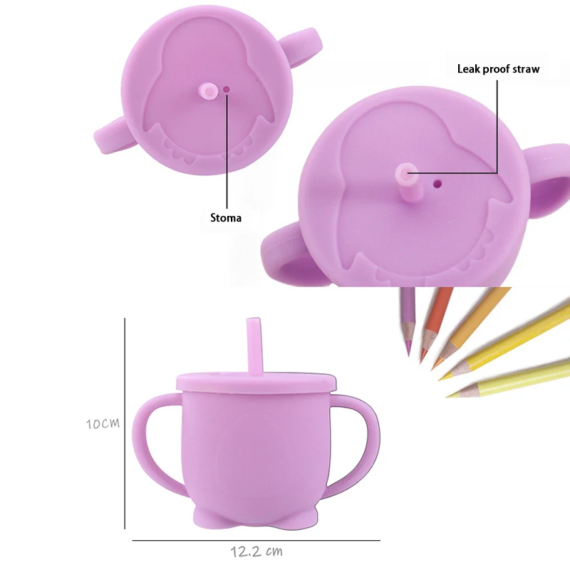 Baby Penguin Straw Cup Food Grade Silicone Children's Creative Straw Cup Baby Learning Cup Baby Anti Drop Water Cup BPA Free 4