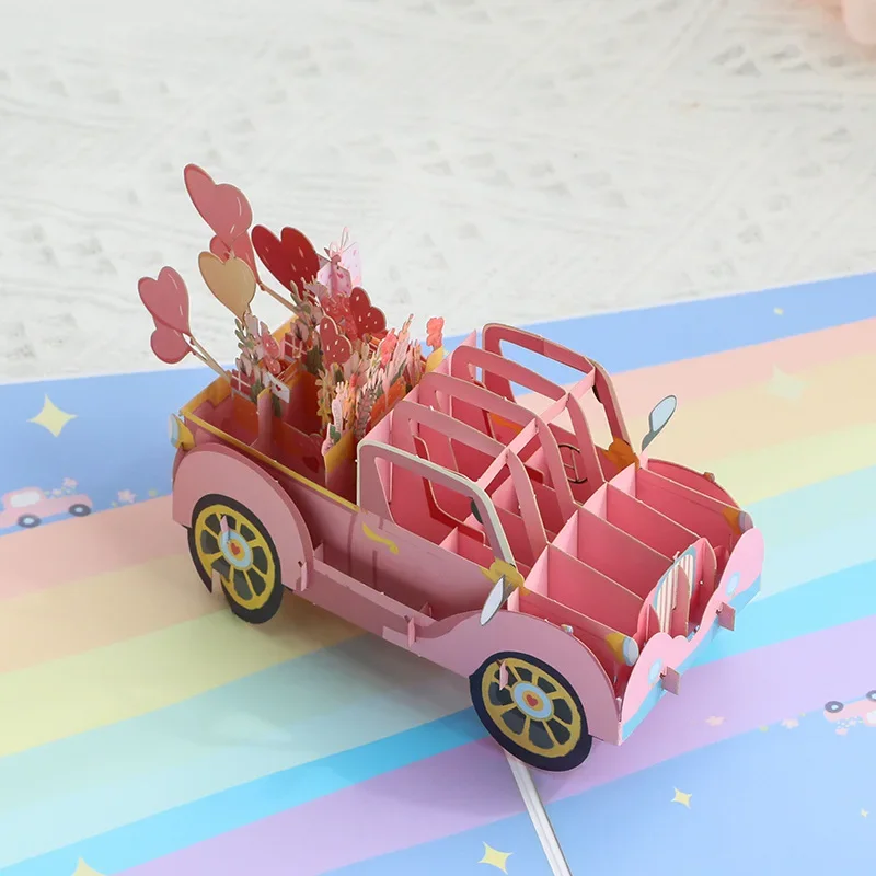 3D Pop up Style Creative Valentine's Day 3D Card Love Car Business Gift Gratitude Blessing Cartoon Commemorative greeting cards greeting cards