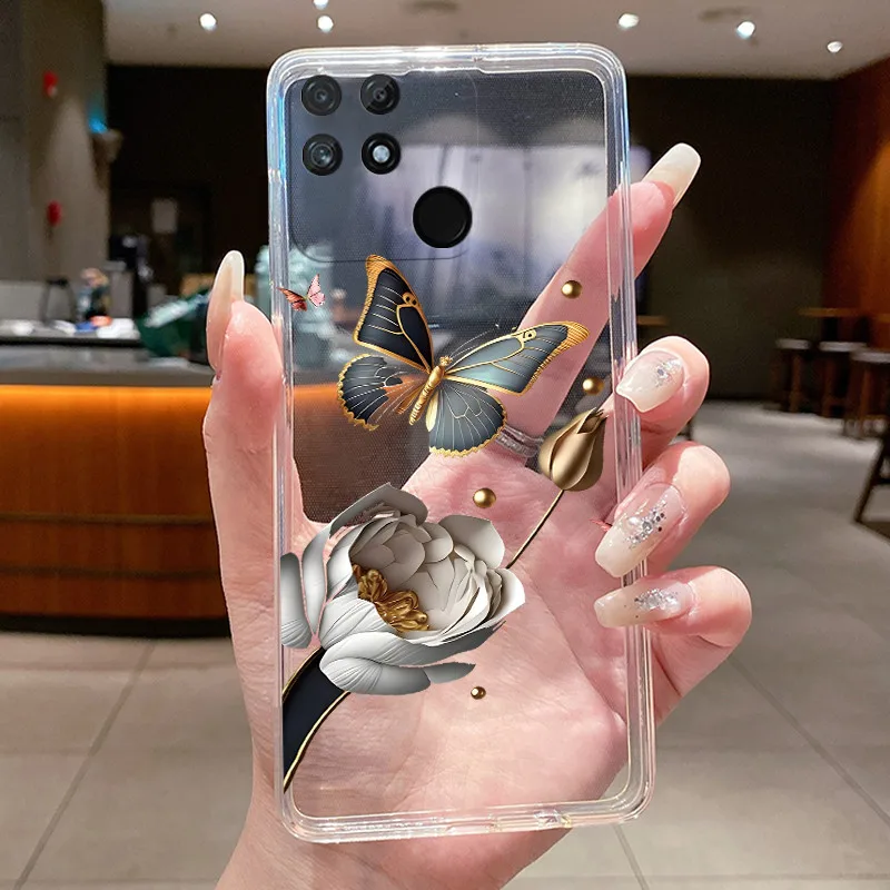 Luxury Clear Butterfly Flowers Soft Phone Case