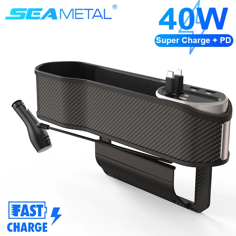 Car Seat Gap Storage Box with Wireless Charging