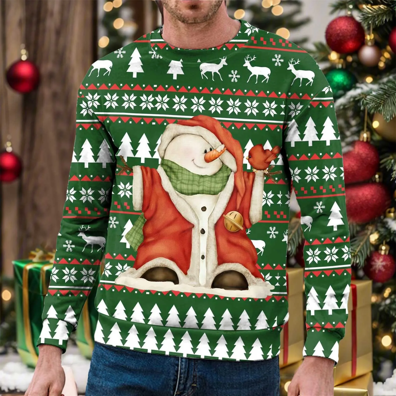 

Рождественские толстовки, свитшот, Мужская одежда, свитшоты оверсайз с изображением снеговика, рождественской елки для мужчин, милый смешной пуловер, топы