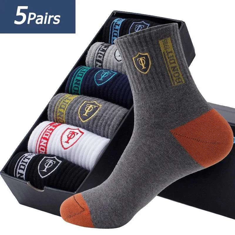 Sports Socks 5 Pairs Mens Spring And Fall Summer Leisure Sweat Absorbent Comfortable Thin Breathable Basketball